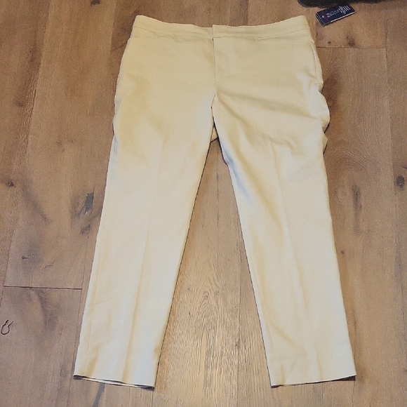 NWT tan Chaps Button And Zip Slacks Plus Size 16 - Picture 1 of 3